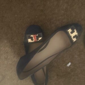 Tory Burch blue Gigi  Flats with Gold Logo
